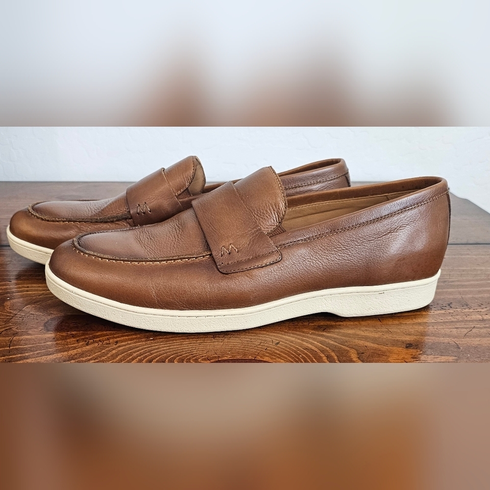 Flag Ltd. Men's Brown/Tan Leather Slip-On Loafers/Shoes w/Cream Sole Sz 11 & 12